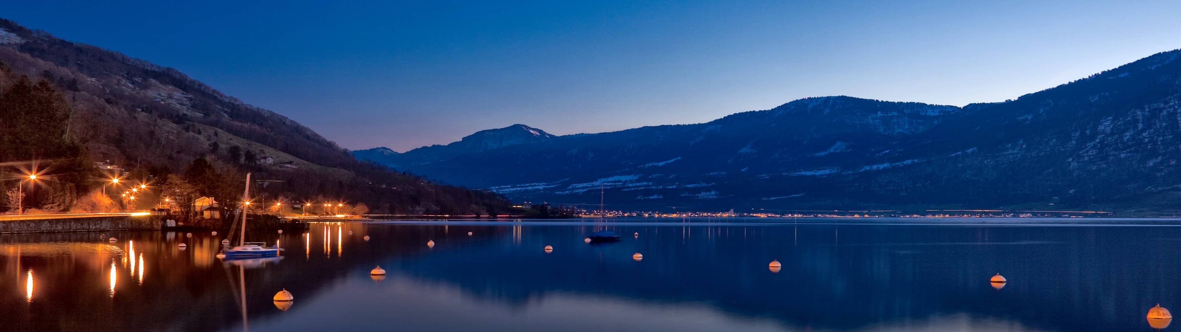 dual screen wallpaper 3840x1080,body of water,sky,nature,blue,reflection