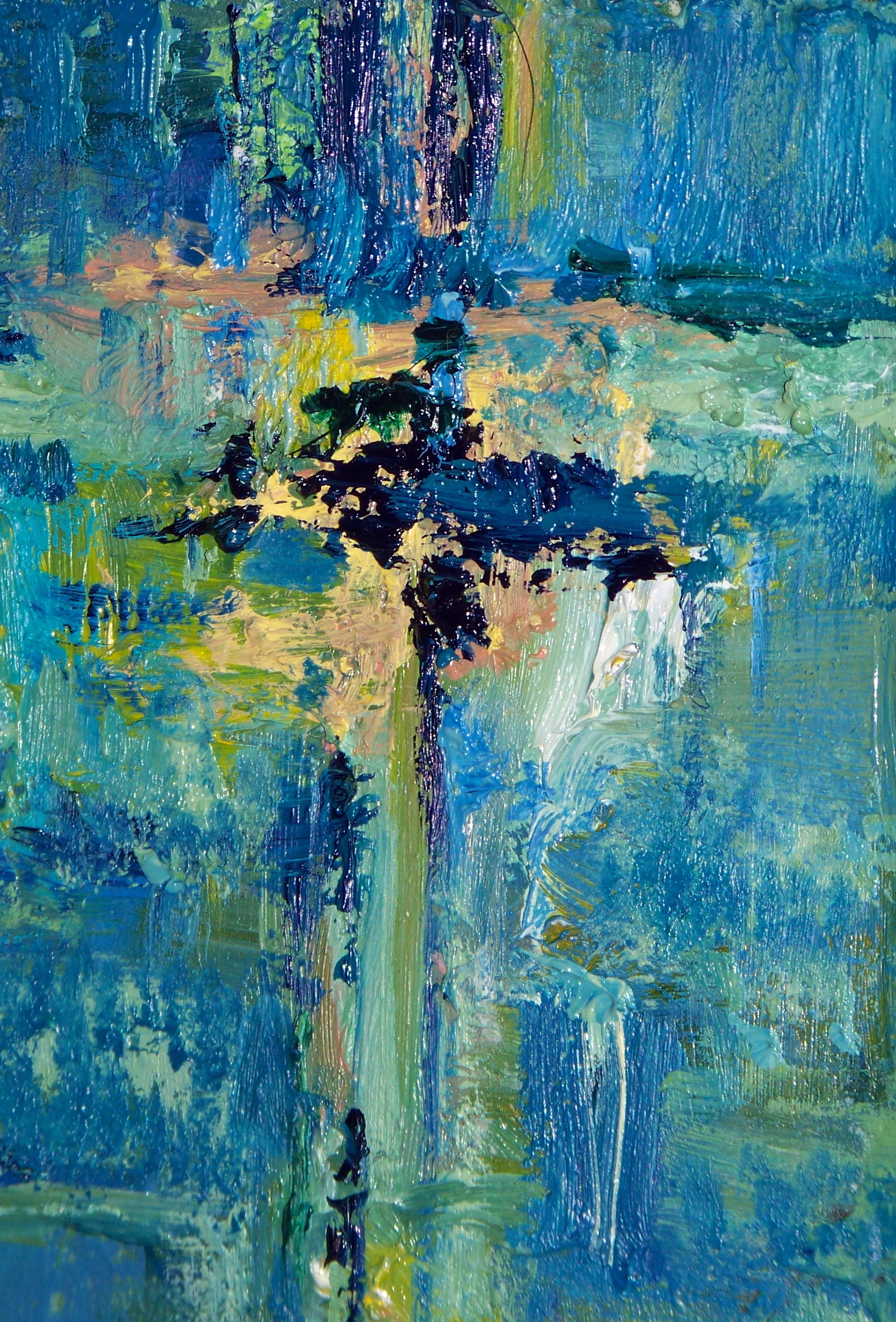 papel pintado de pintura al óleo,pintura,azul,reflexión,agua,arte moderno