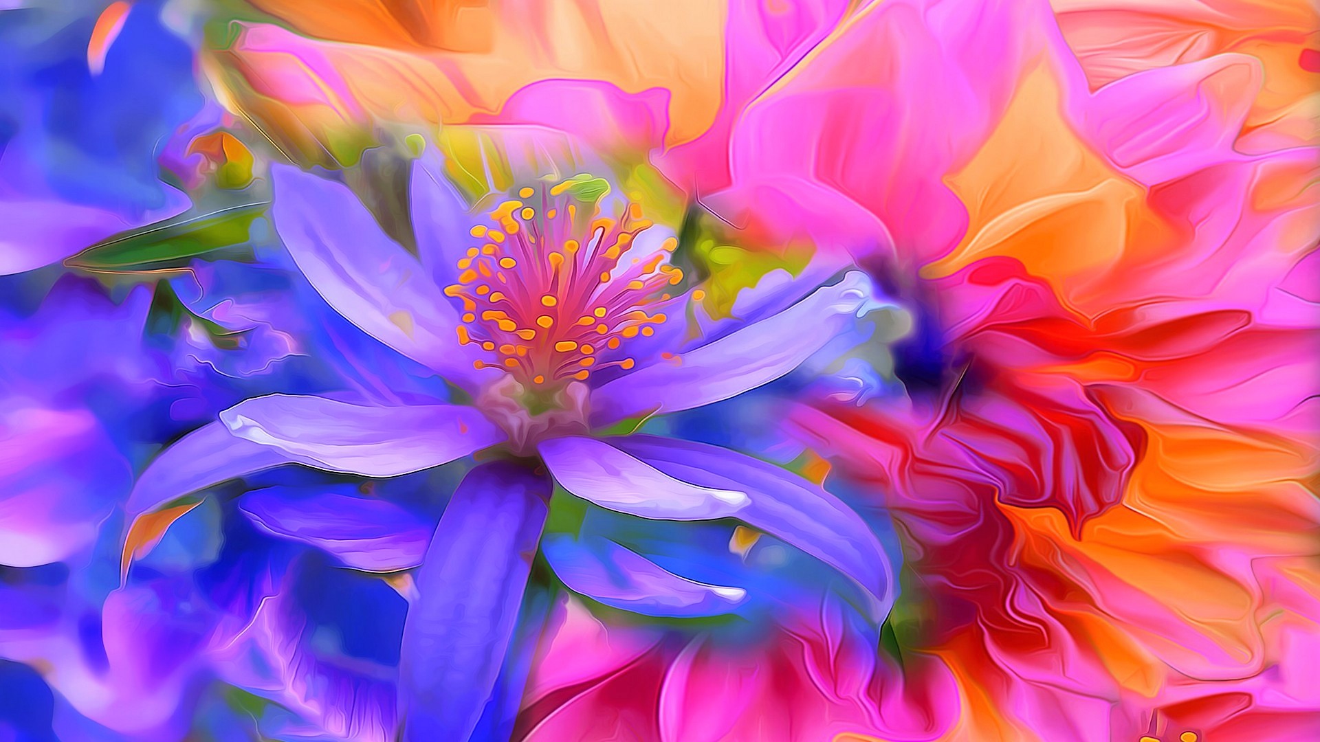 flower painting wallpaper,flower,petal,purple,violet,blue