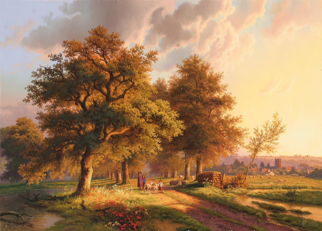 nature painting wallpaper,natural landscape,painting,nature,tree,sky
