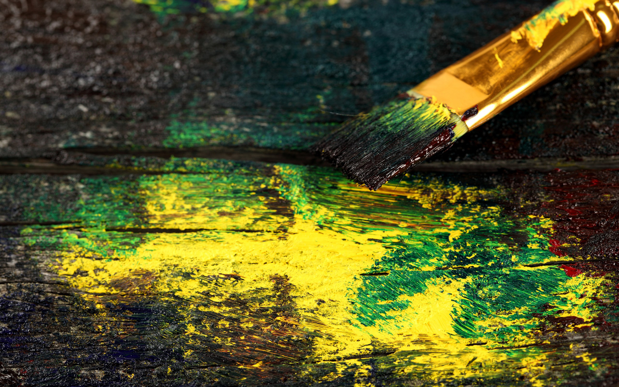 페인트 브러시 벽지,초록,물,노랑,반사,화려 함