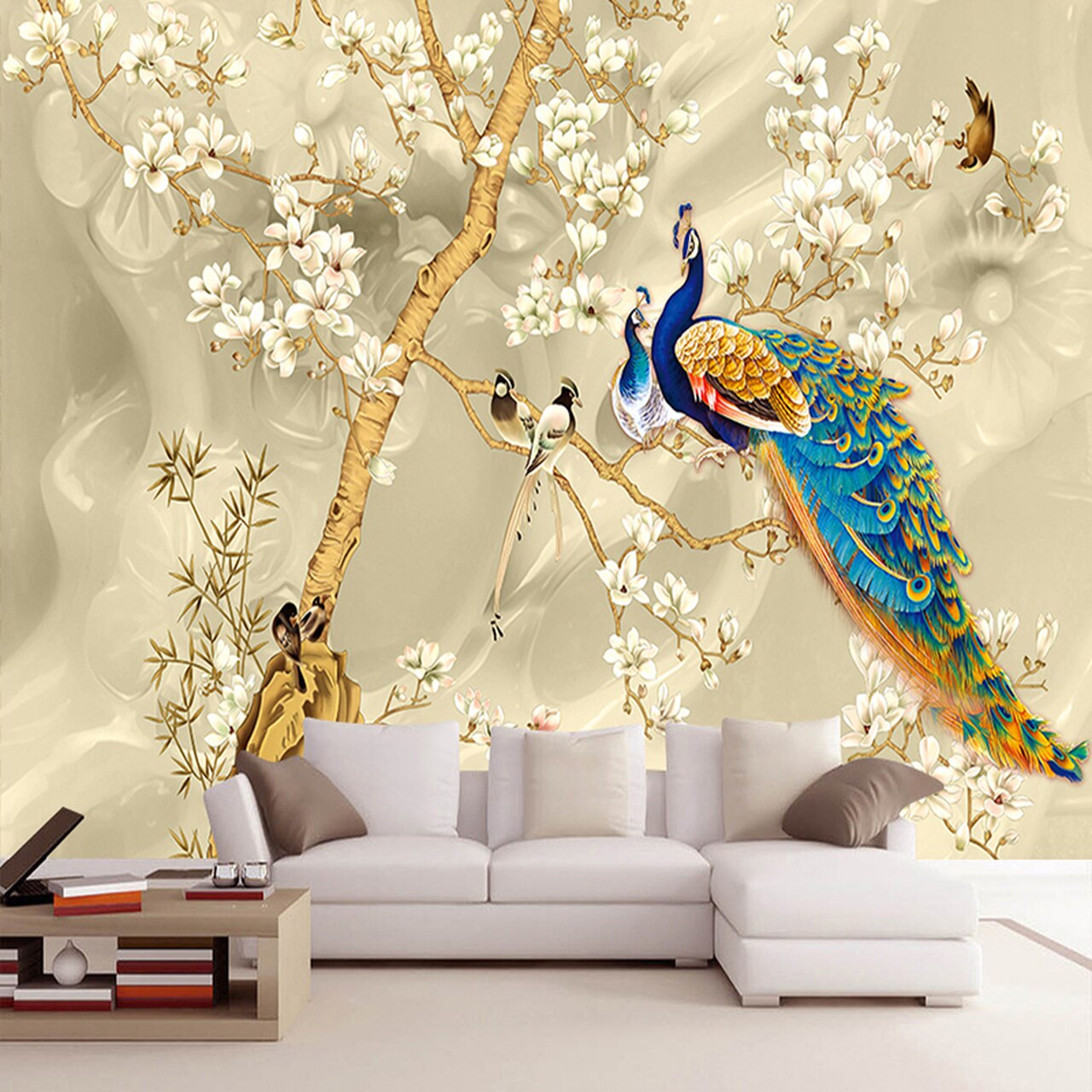 3d painting wallpaper,wallpaper,branch,wall sticker,bird,mural