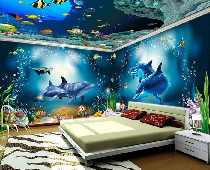 papier peint peinture 3d,mural,fond d'écran,chambre,biologie marine,sous marin