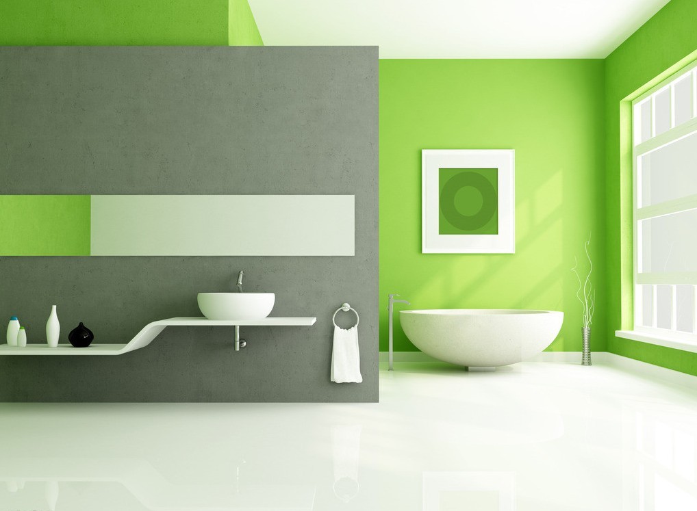 壁紙とペイントの組み合わせのアイデア,緑,タイル,浴室,ルーム,壁