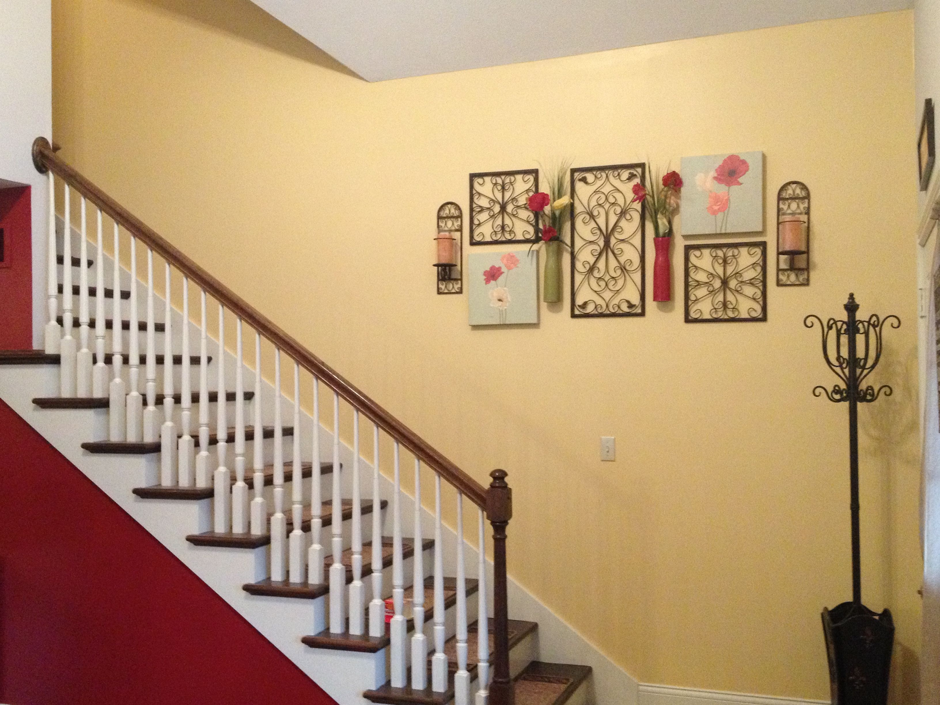 wallpaper and paint combination ideas,stairs,handrail,room,wall,interior design