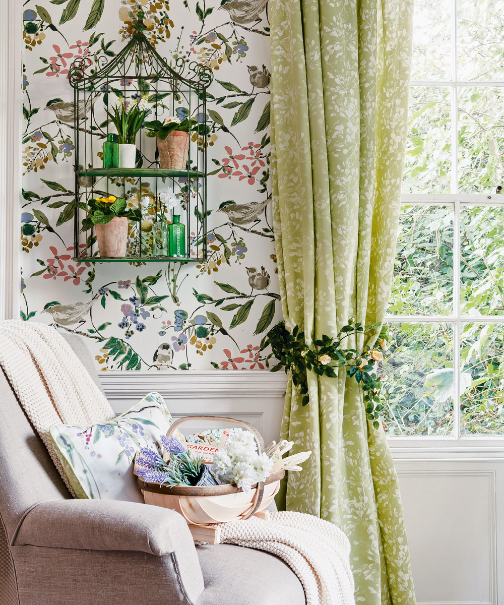 wallpaper and paint ideas,curtain,interior design,room,window treatment,green