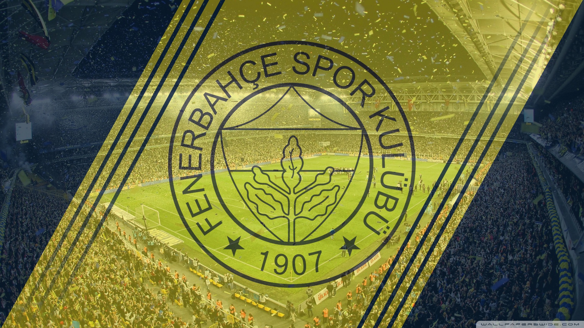 fond d'écran fenerbahce hd,vert,jaune,emblème