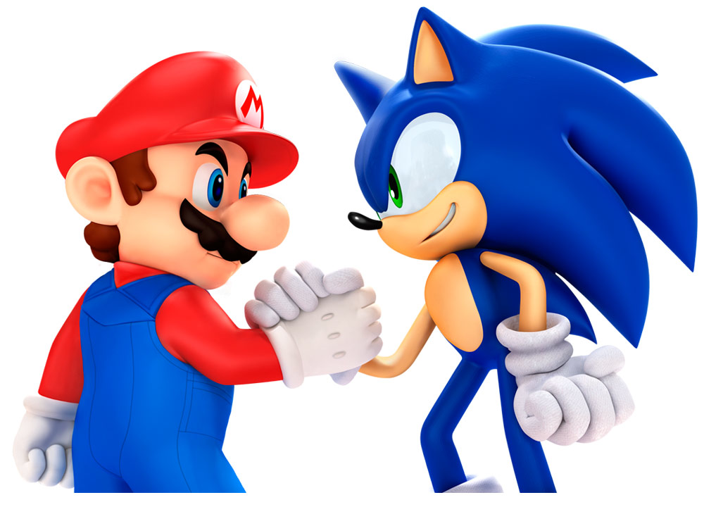 mario und sonic wallpaper,animierter cartoon,sonic the hedgehog,karikatur,erfundener charakter,mario