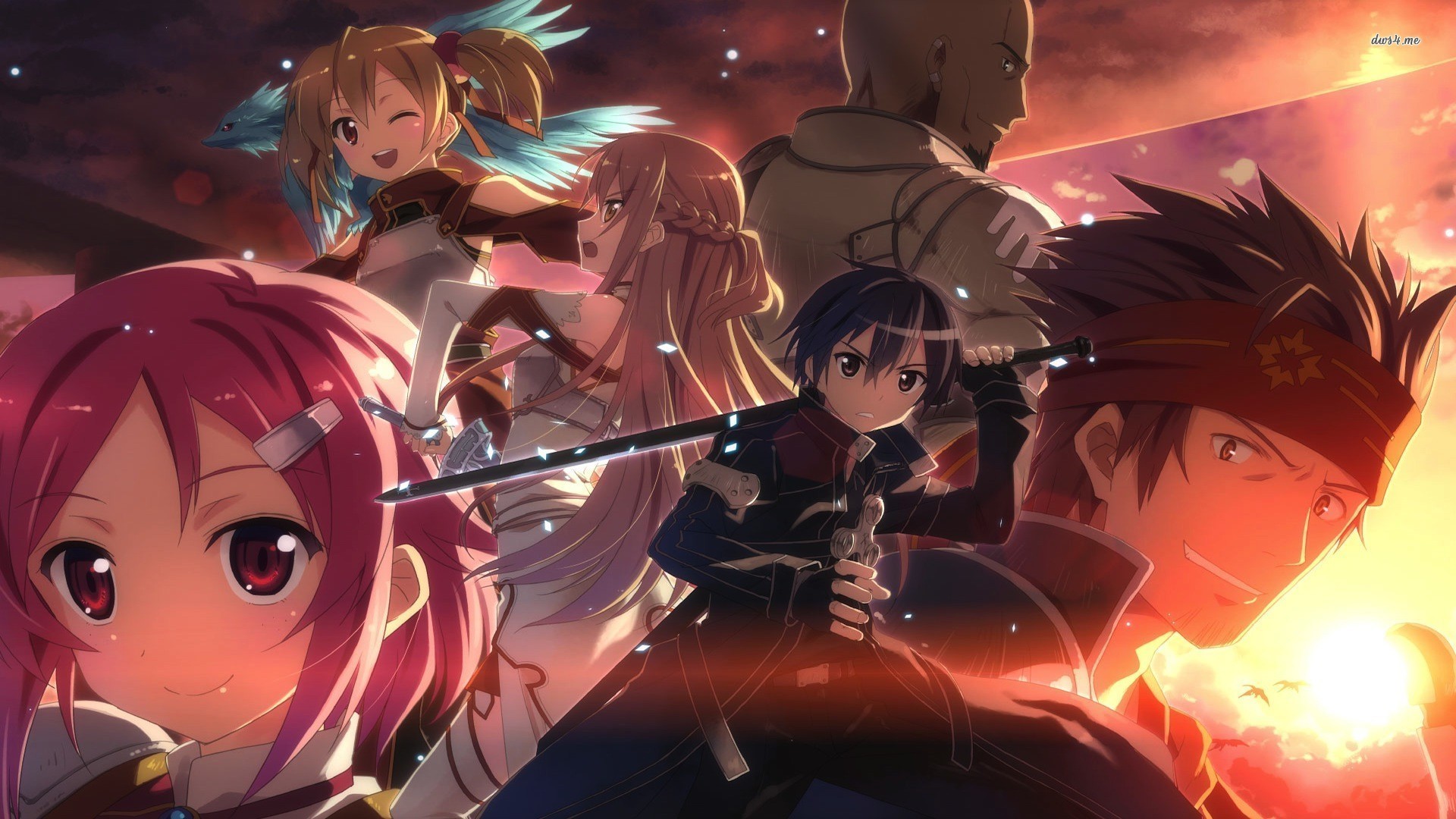 sao live wallpaper,anime,dibujos animados,cg artwork,pelo castaño,cielo