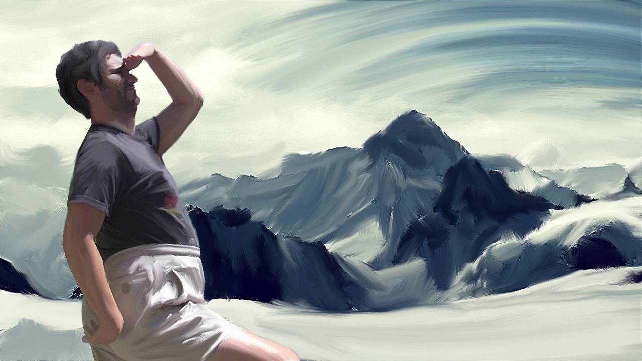 wie geht es dir wallpaper,illustration,himmel,berg,kunst,gebirge