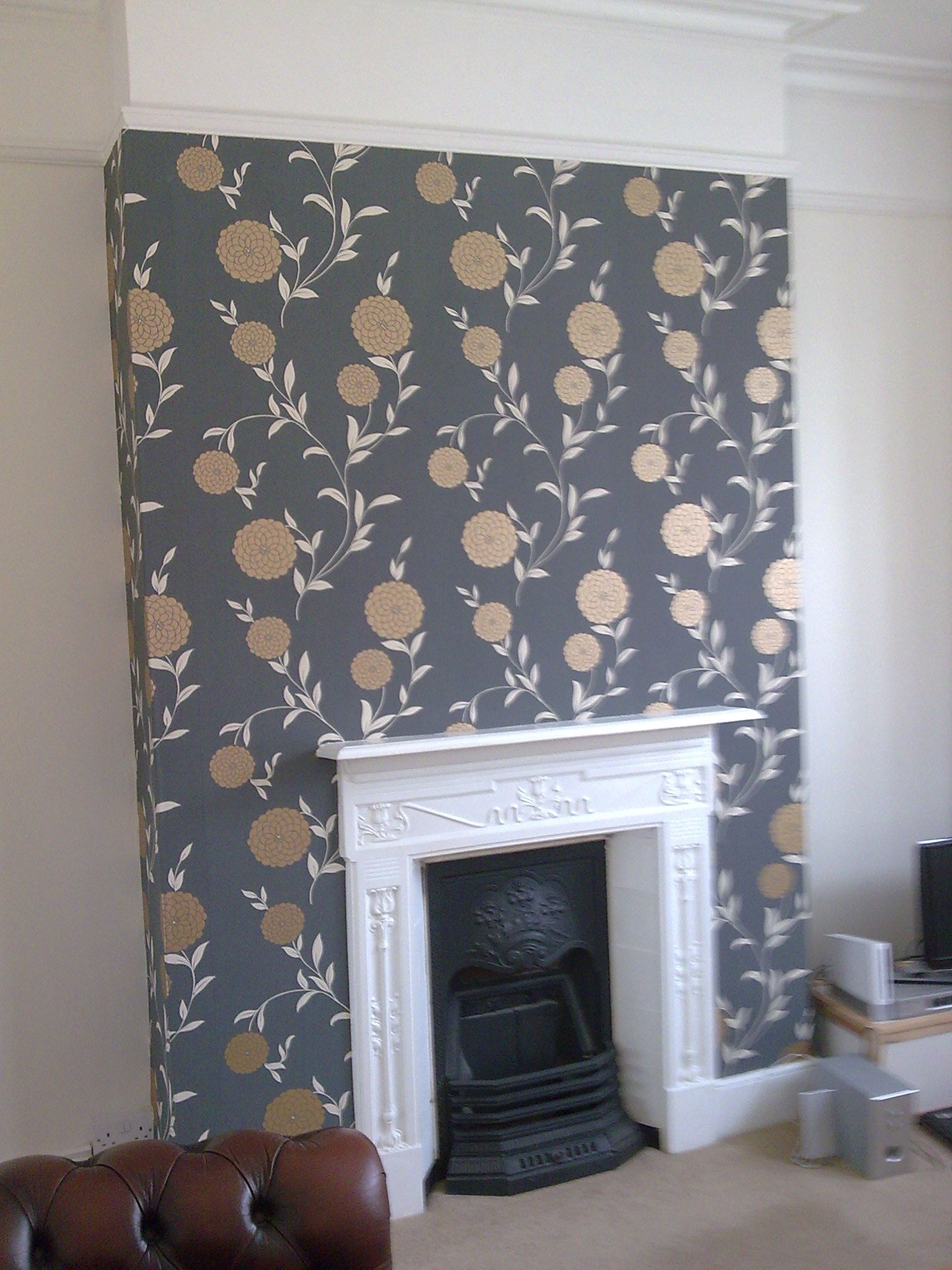 chimney breast wallpaper,fireplace,hearth,room,wall,interior design
