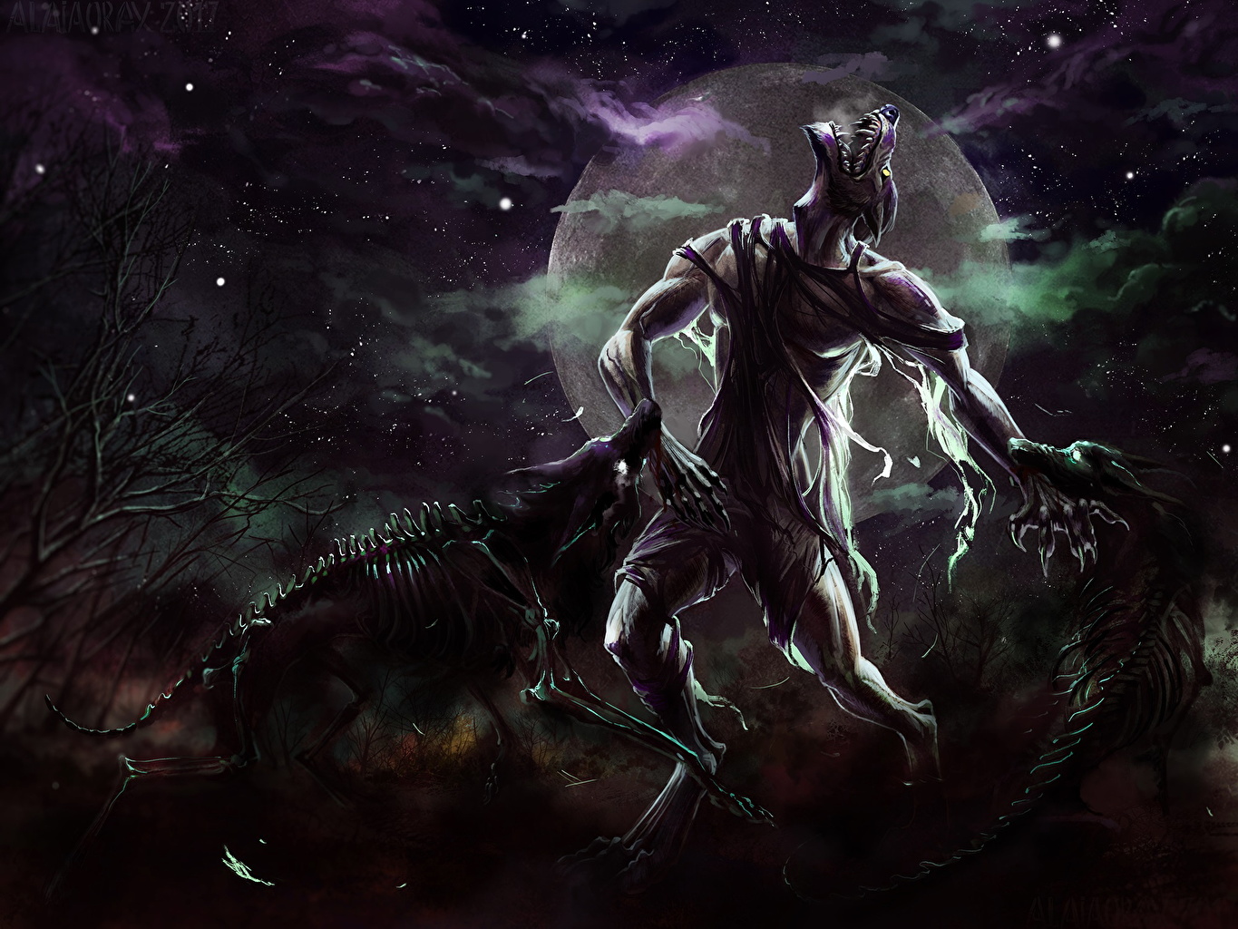 hombre lobo wallpaper,darkness,cg artwork,space,fictional character,illustration