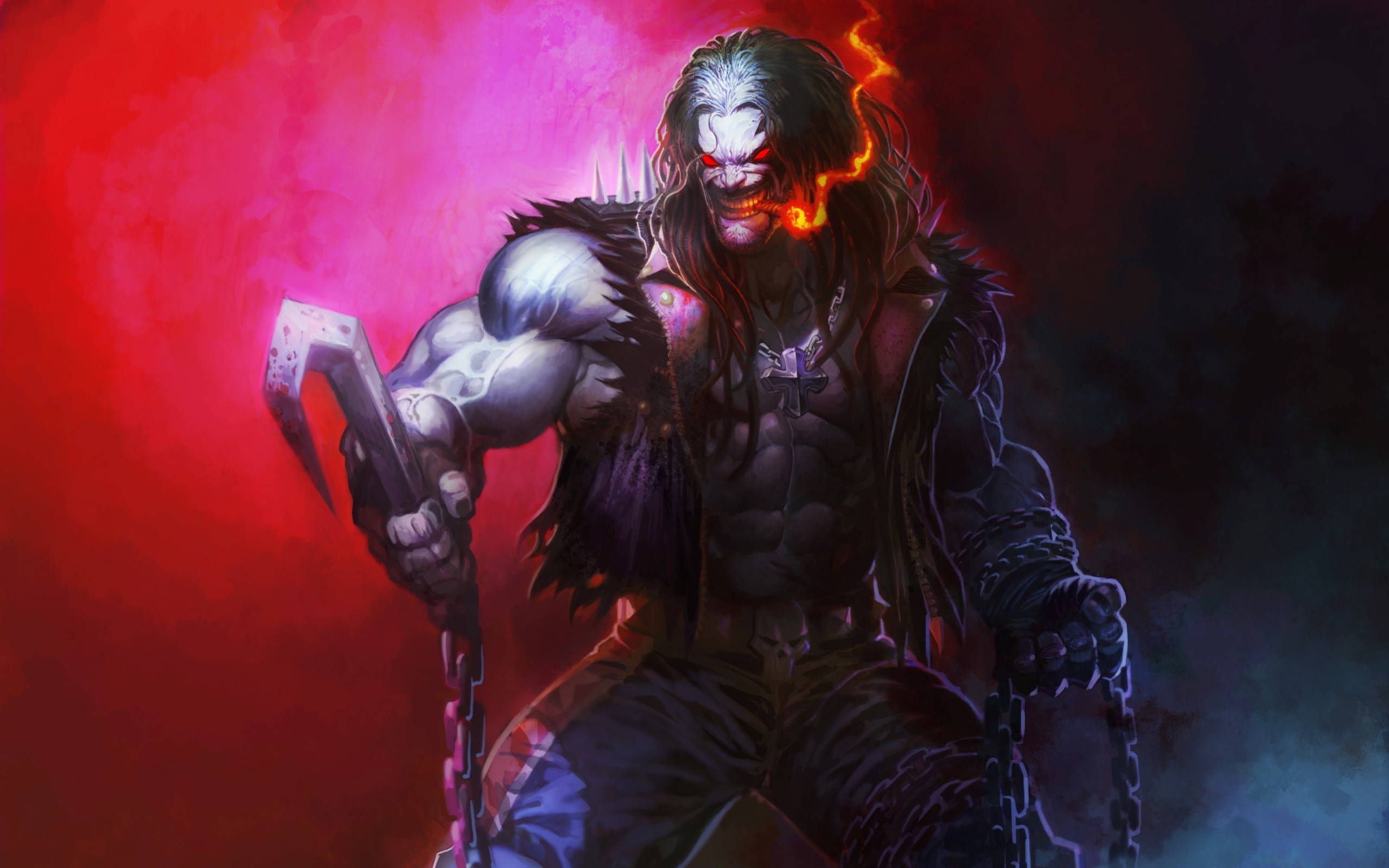 lobo dc wallpaper,action adventure game,darkness,cg artwork,demon,fictional character