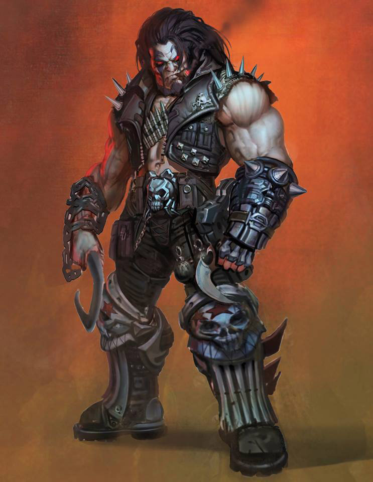 lobo dc wallpaper,fictional character,action figure,demon,warlord,cg artwork