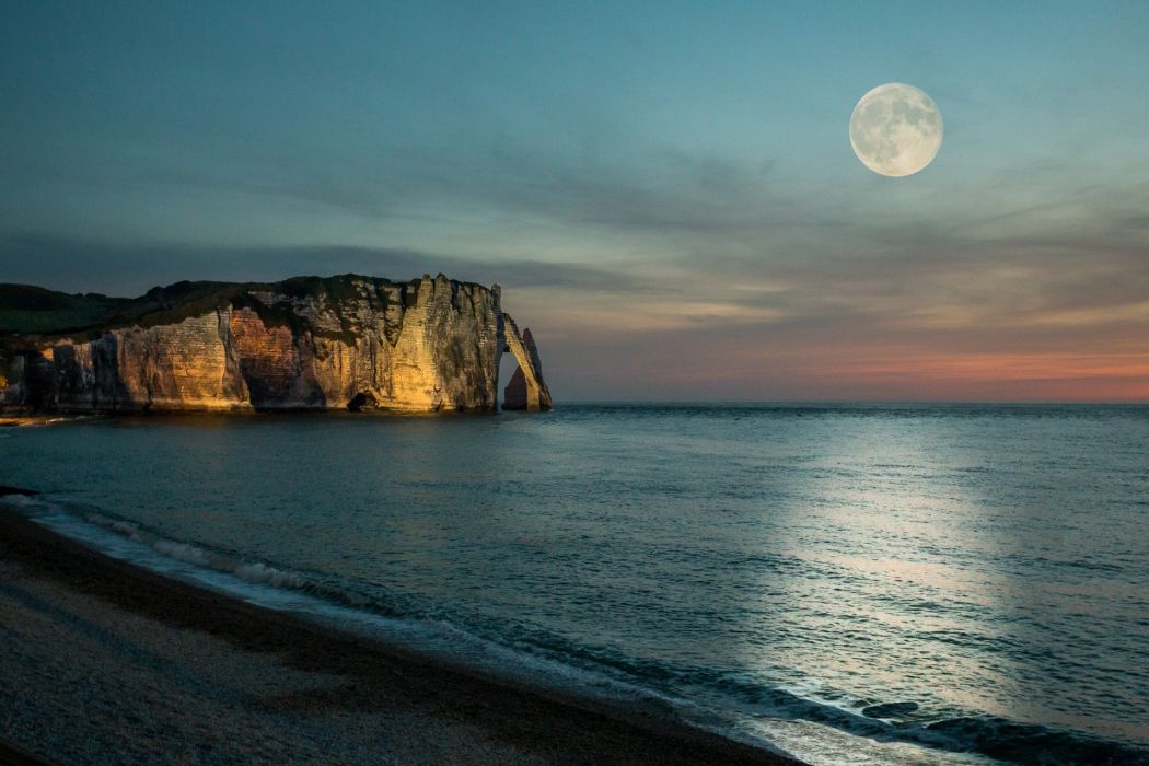 fondo de pantalla mar,cielo,naturaleza,mar,luna,costa