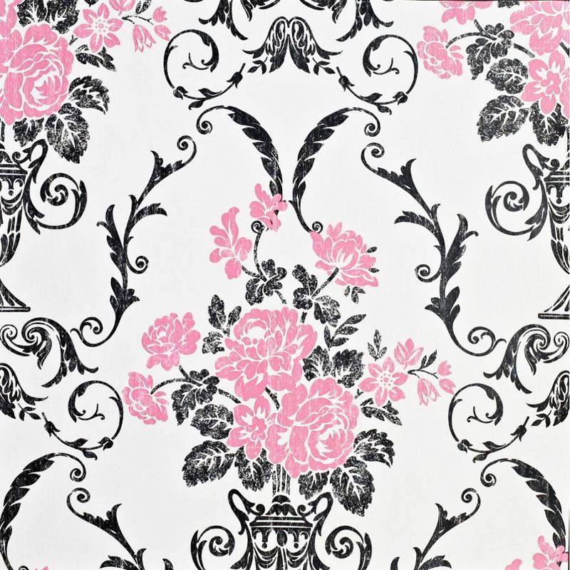 검은 흰색과 분홍색 벽지,무늬,분홍,꽃 무늬 디자인,디자인,벽지