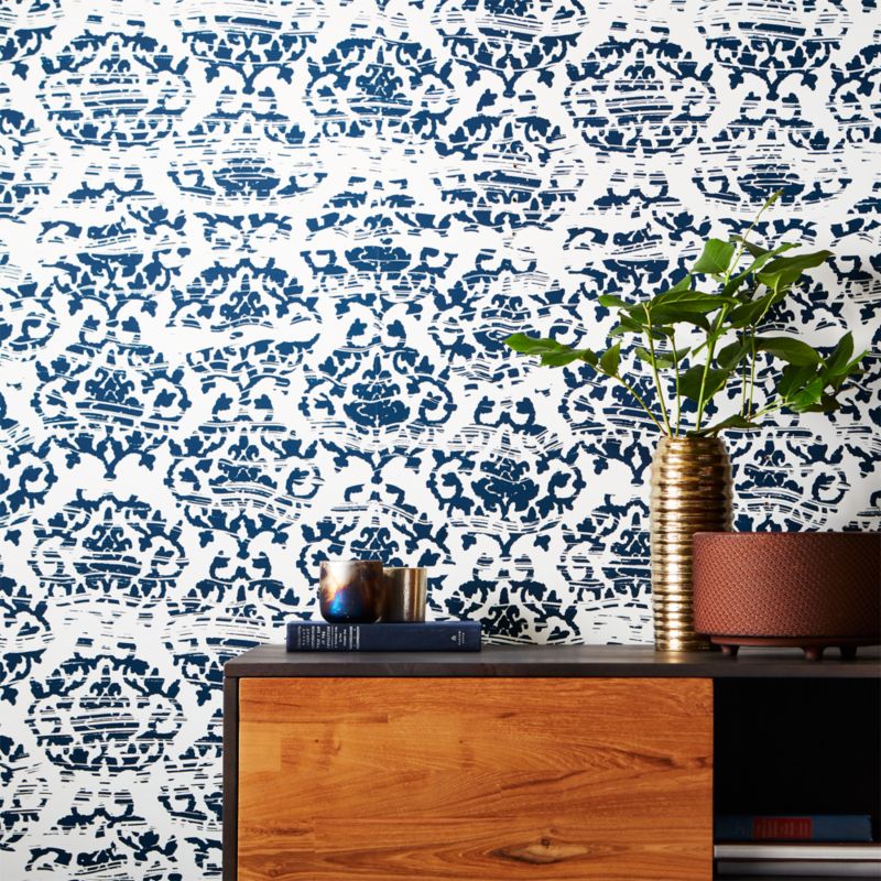 navy white wallpaper,wallpaper,wall,pattern,brown,room