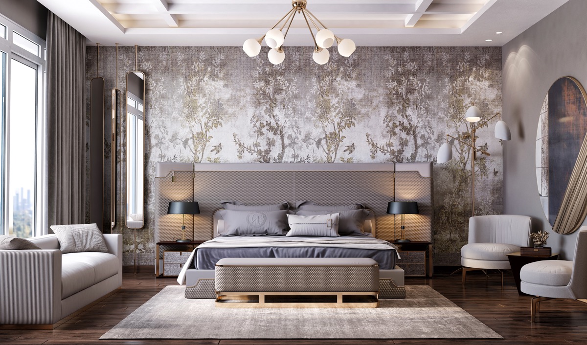 luxury white wallpaper,furniture,room,bedroom,interior design,wall