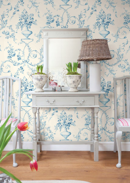 papel pintado azul y blanco para paredes,mueble,fondo de pantalla,habitación,pared,diseño de interiores