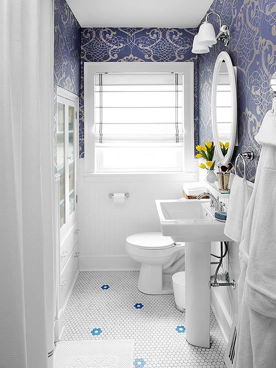 벽에 파란색과 흰색 벽지,화장실,방,푸른,특성,화장실