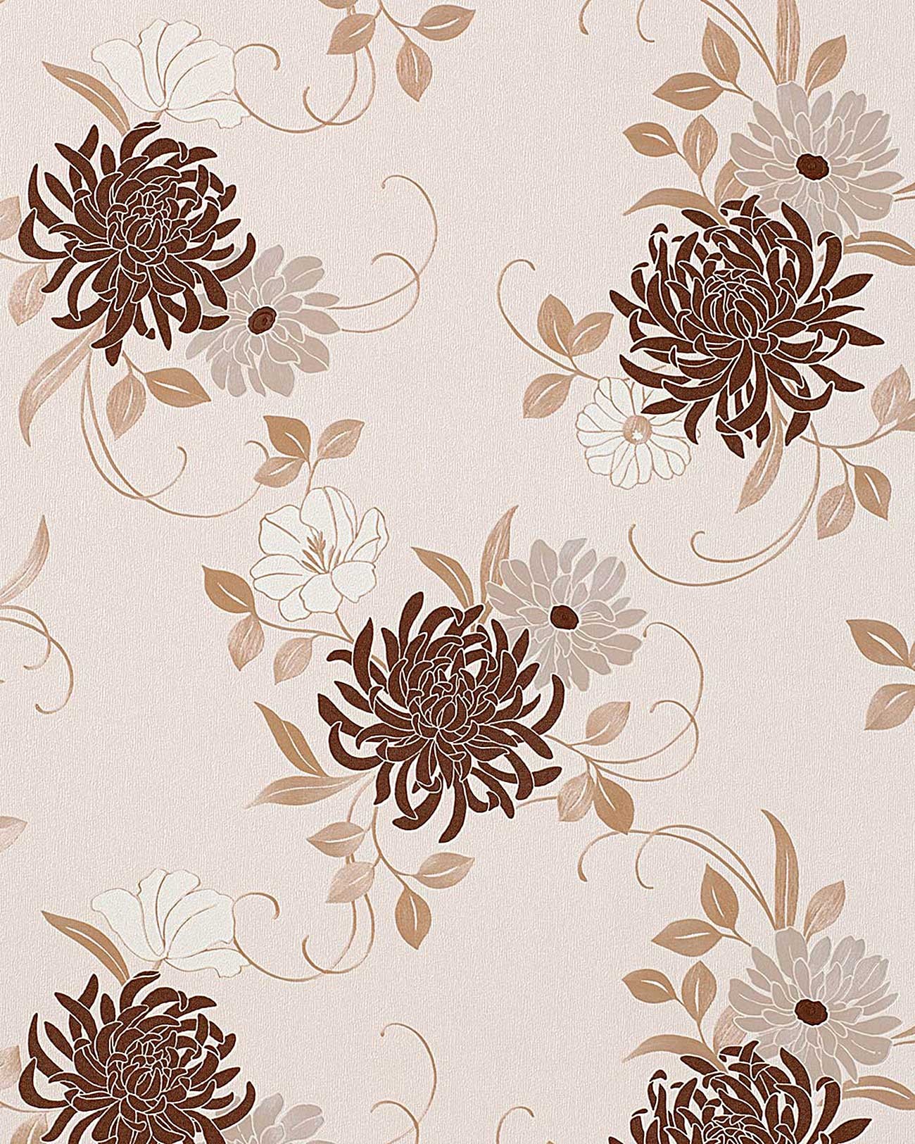 クリーム色と茶色の壁紙デザイン,パターン,褐色,花柄,ベージュ,壁紙