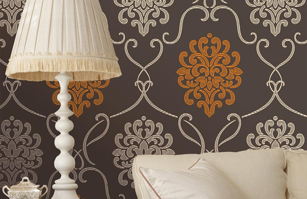 cream and brown wallpaper designs,lampshade,lighting accessory,wall,wallpaper,room