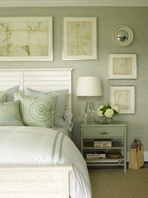 녹색 침실 벽지,방,가구,하얀,침실,인테리어 디자인