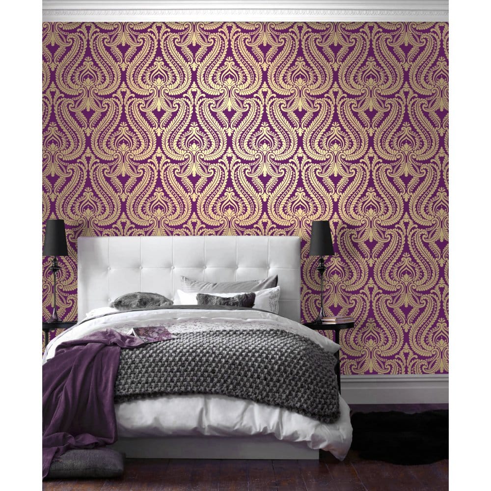 デザイナーメタリック壁紙,バイオレット,紫の,寝室,壁,壁紙