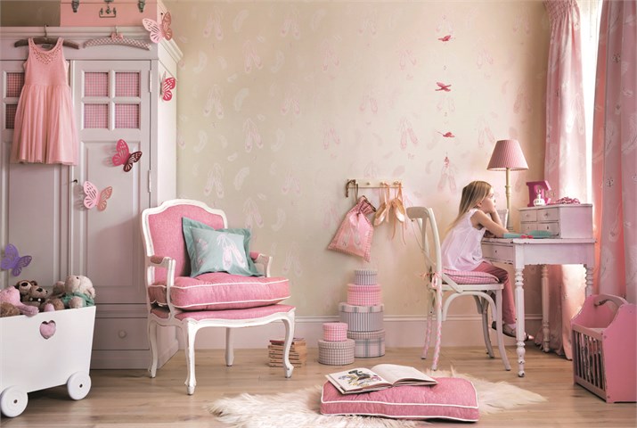 kids designer wallpaper,pink,room,furniture,interior design,bedroom