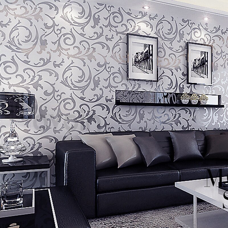 luxury grey wallpaper,living room,wall,room,wallpaper,couch