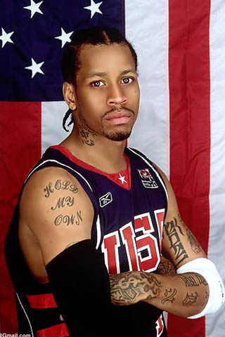 sfondi per iphone di allen iverson,giocatore di pallacanestro,fronte,giocatore,tatuaggio