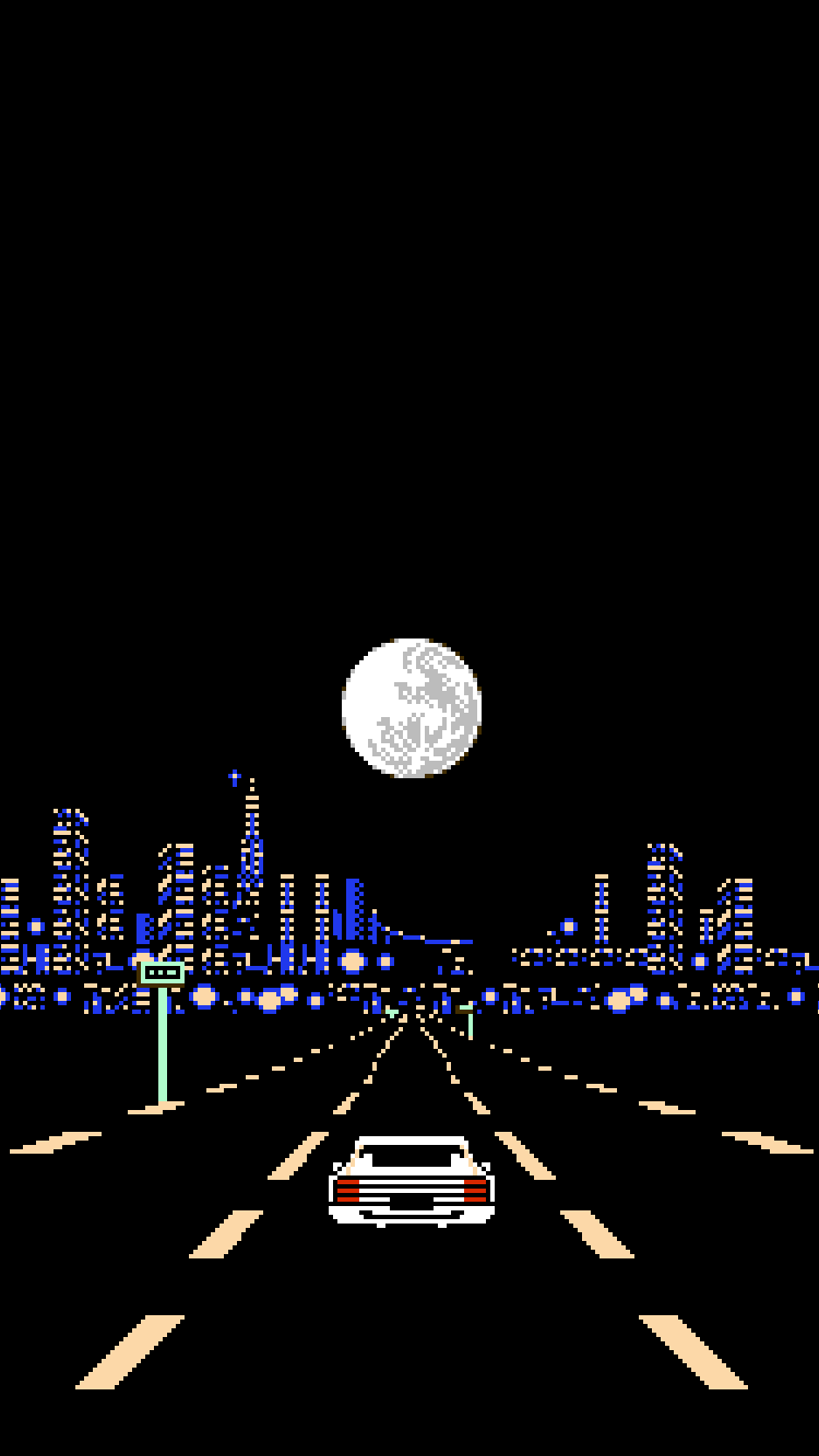 pixel fondo de pantalla para iphone,negro,noche,ligero,cielo,la carretera