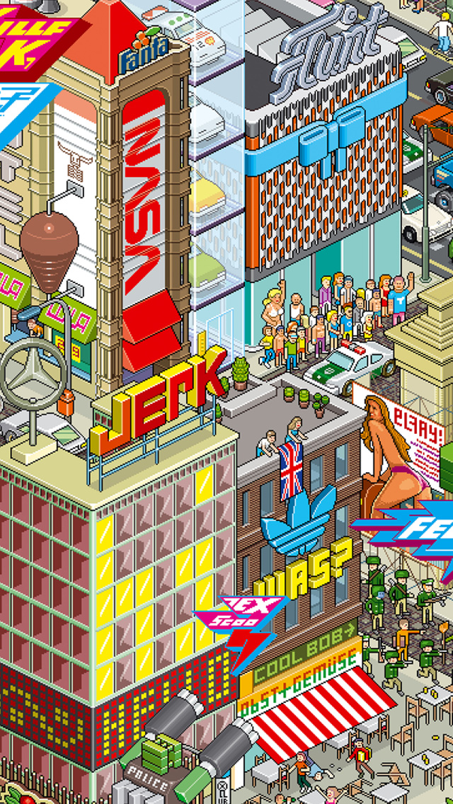 pixel fondo de pantalla para iphone,dibujos animados,juguete,ciudad,juegos,edificio