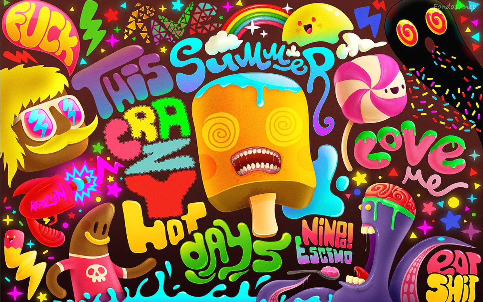 descargar wallpaper gratis,schriftart,illustration,psychedelische kunst,grafikdesign,snack