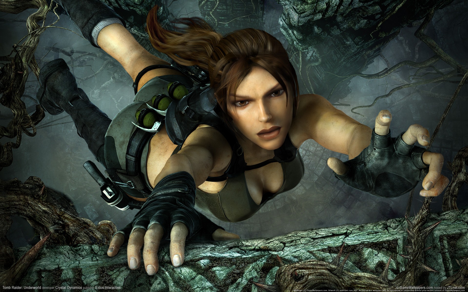 tomb raider underworld wallpaper,action adventure game,cg artwork,fictional character,adventure game,digital compositing