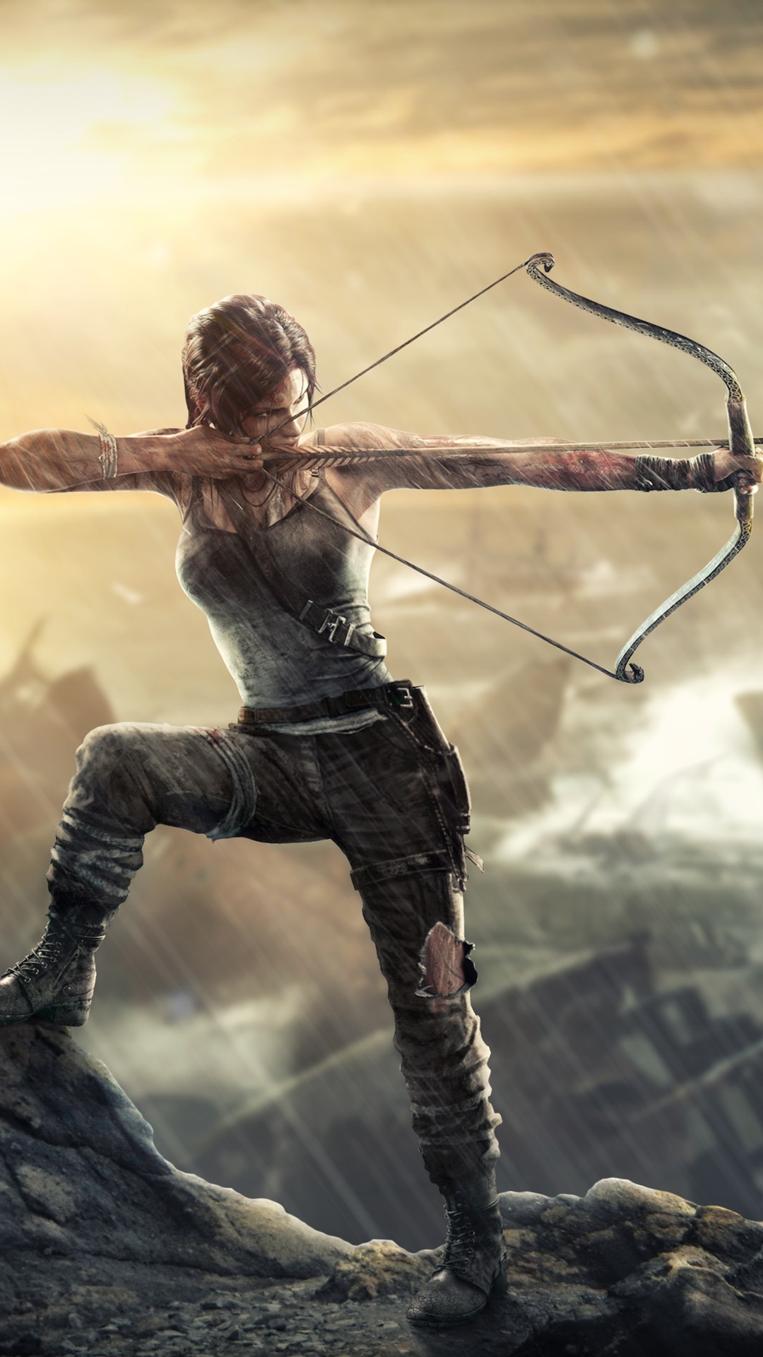 sfondo di tomb raider 4k,arco e freccia,arco composto,longbow,tiro con l'arco,cg artwork