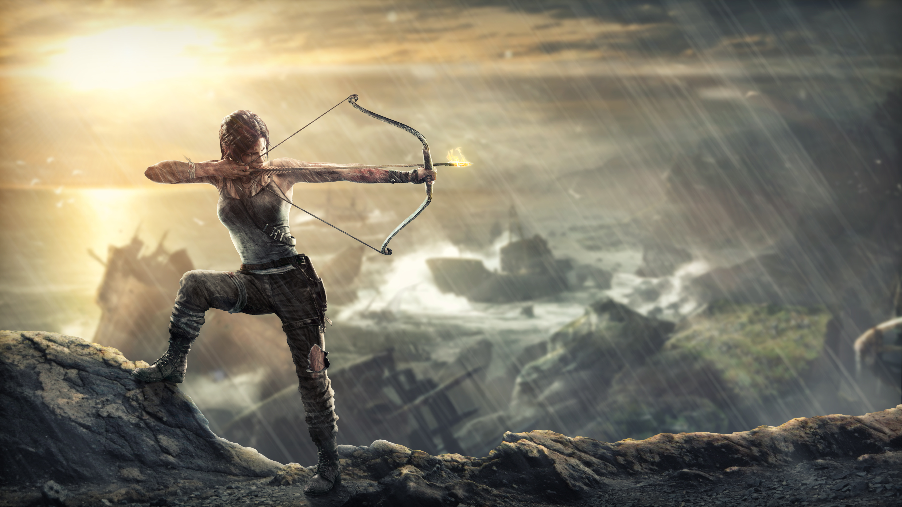 tomb raider 2013 wallpaper,compound bow,bow and arrow,archery,sky,bow