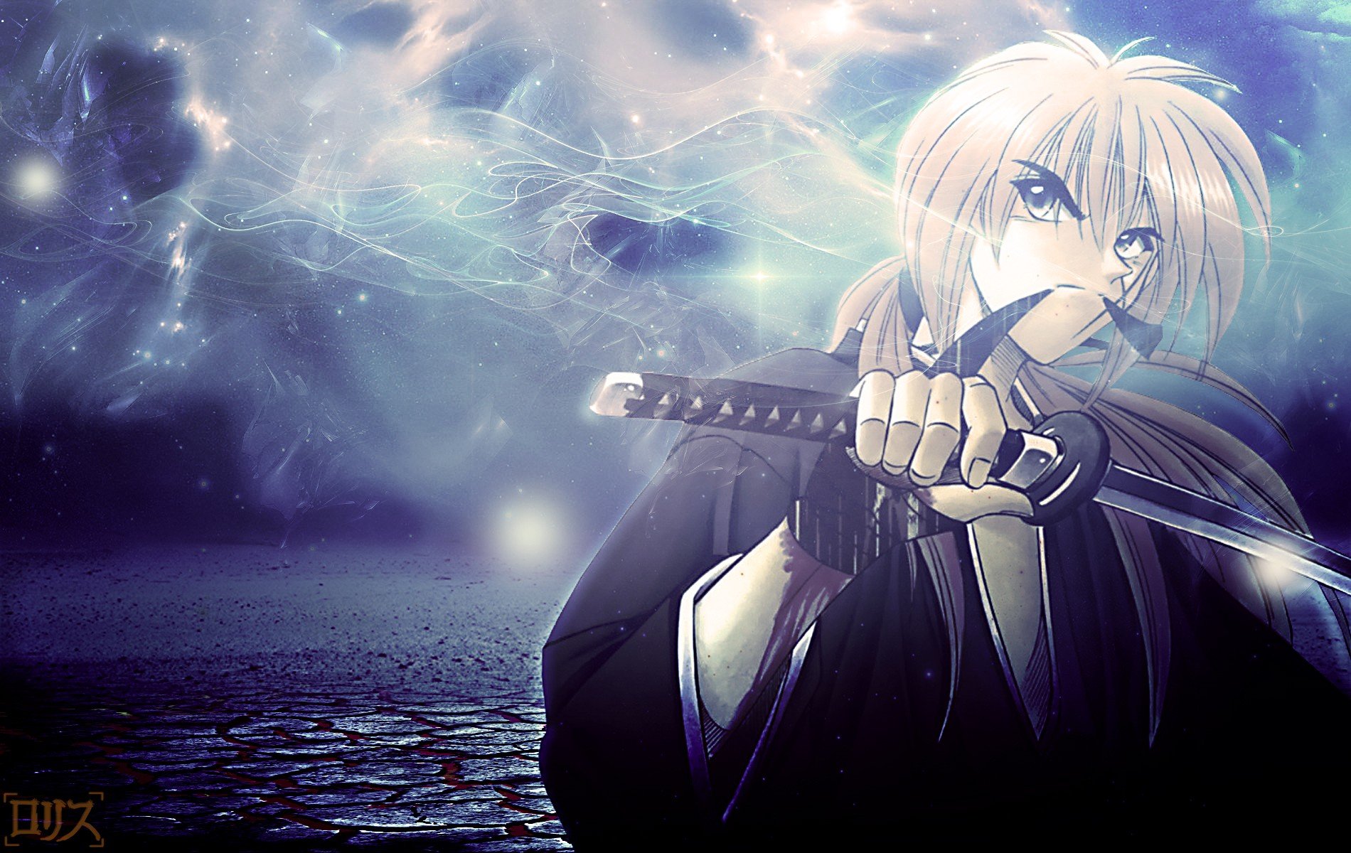 fondo de pantalla de rurouni kenshin,cg artwork,anime,cielo,personaje