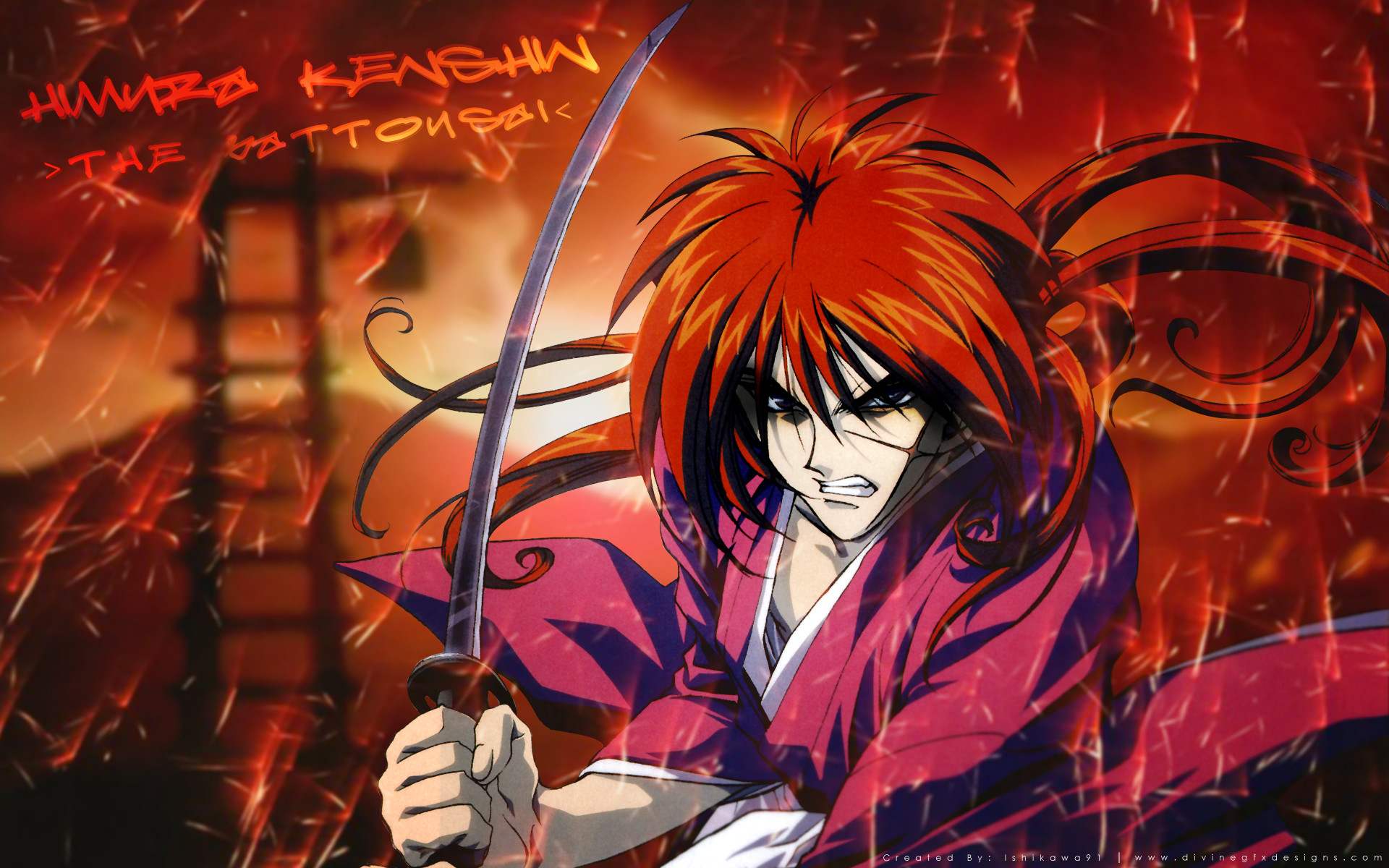 fond d'écran rurouni kenshin,anime,oeuvre de cg,dessin animé,ouvrages d'art,personnage fictif