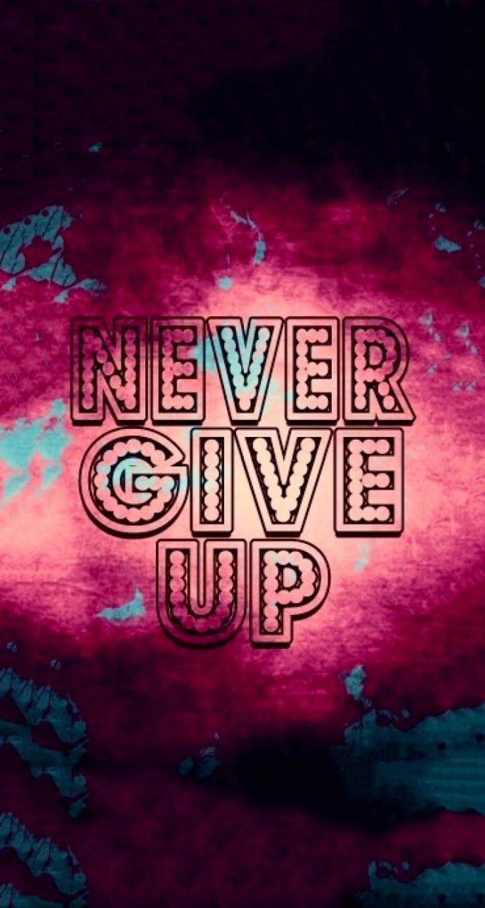 never give up wallpaper,text,font,pink,graphic design,magenta