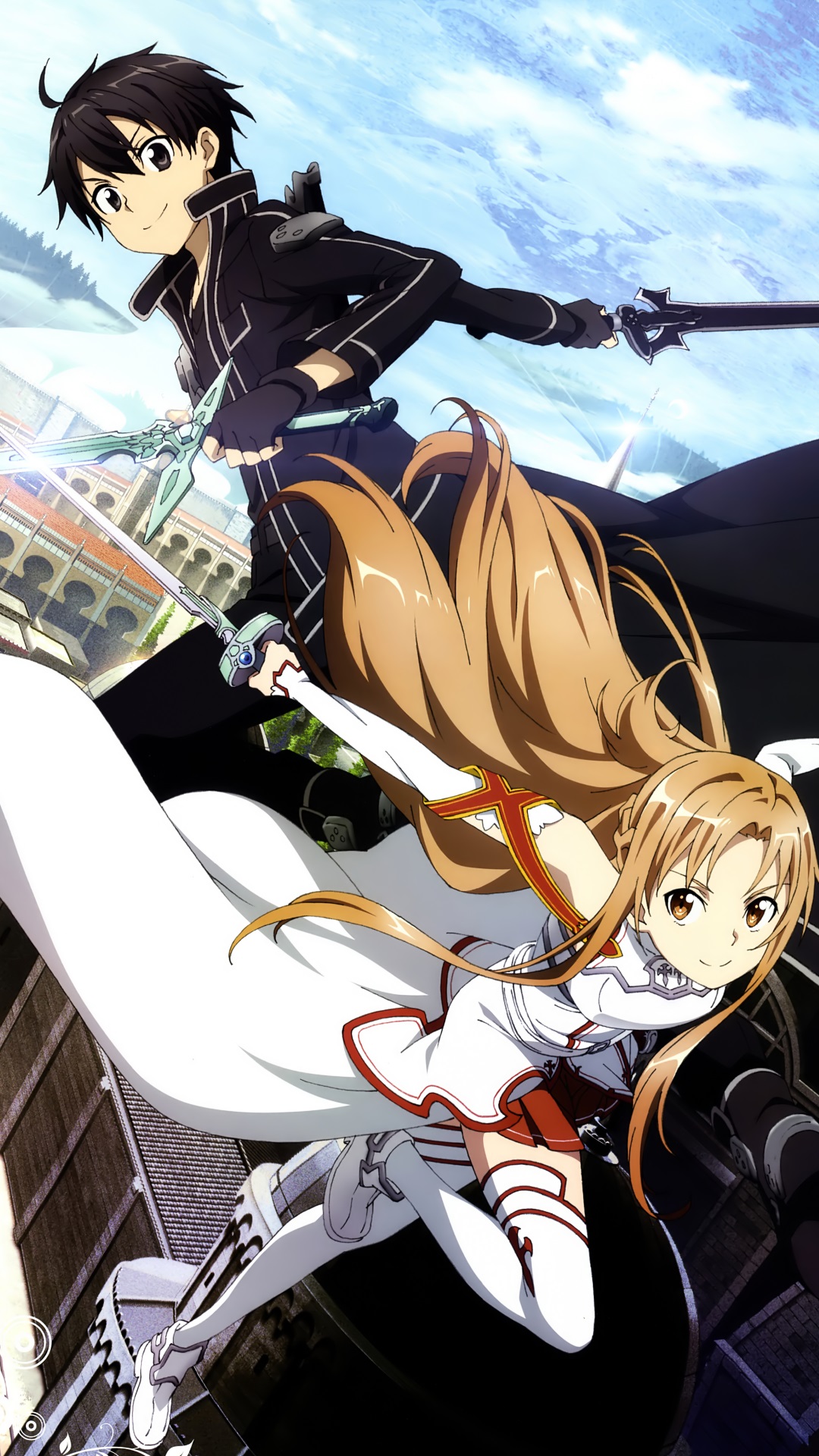 sword art online wallpaper iphone,cartoon,anime,cg artwork,black hair,long hair