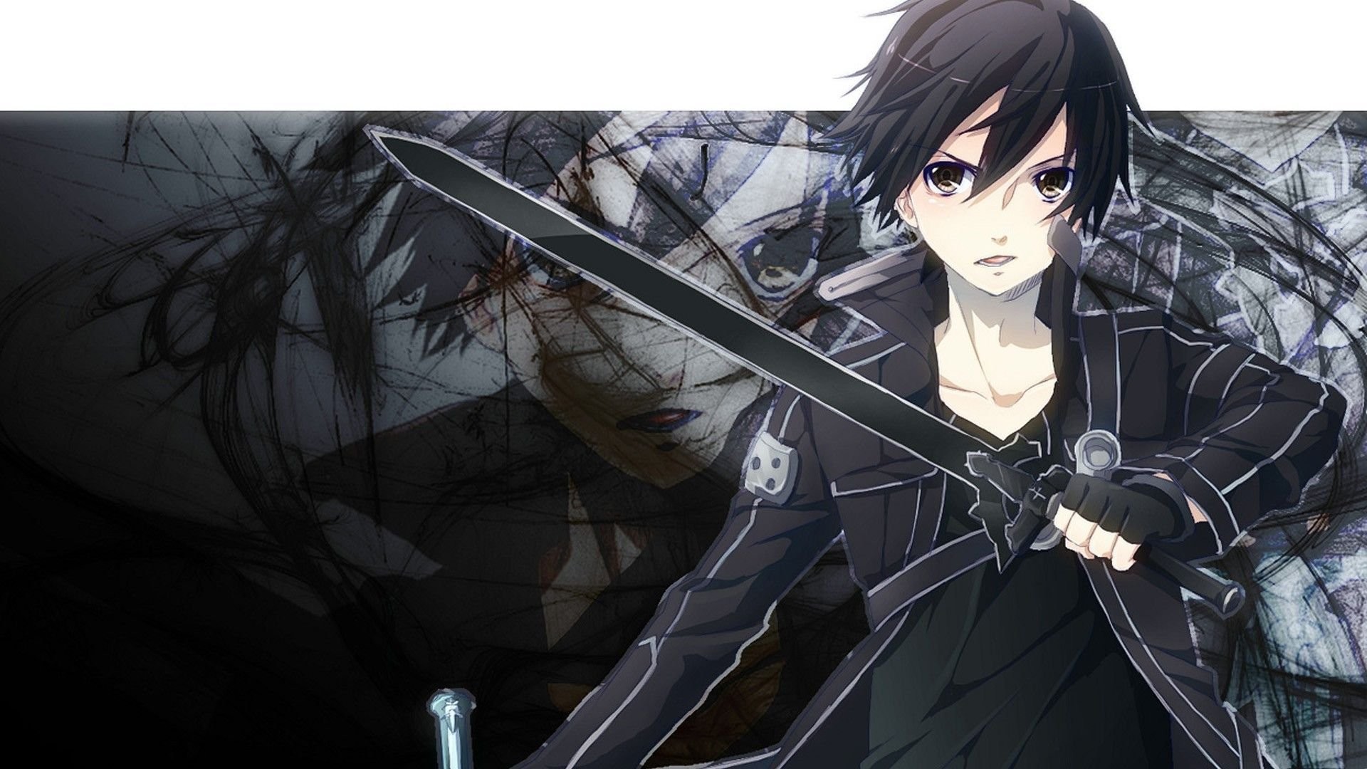 fondo de pantalla de kirito,anime,cabello negro,cg artwork,dibujos animados,juegos