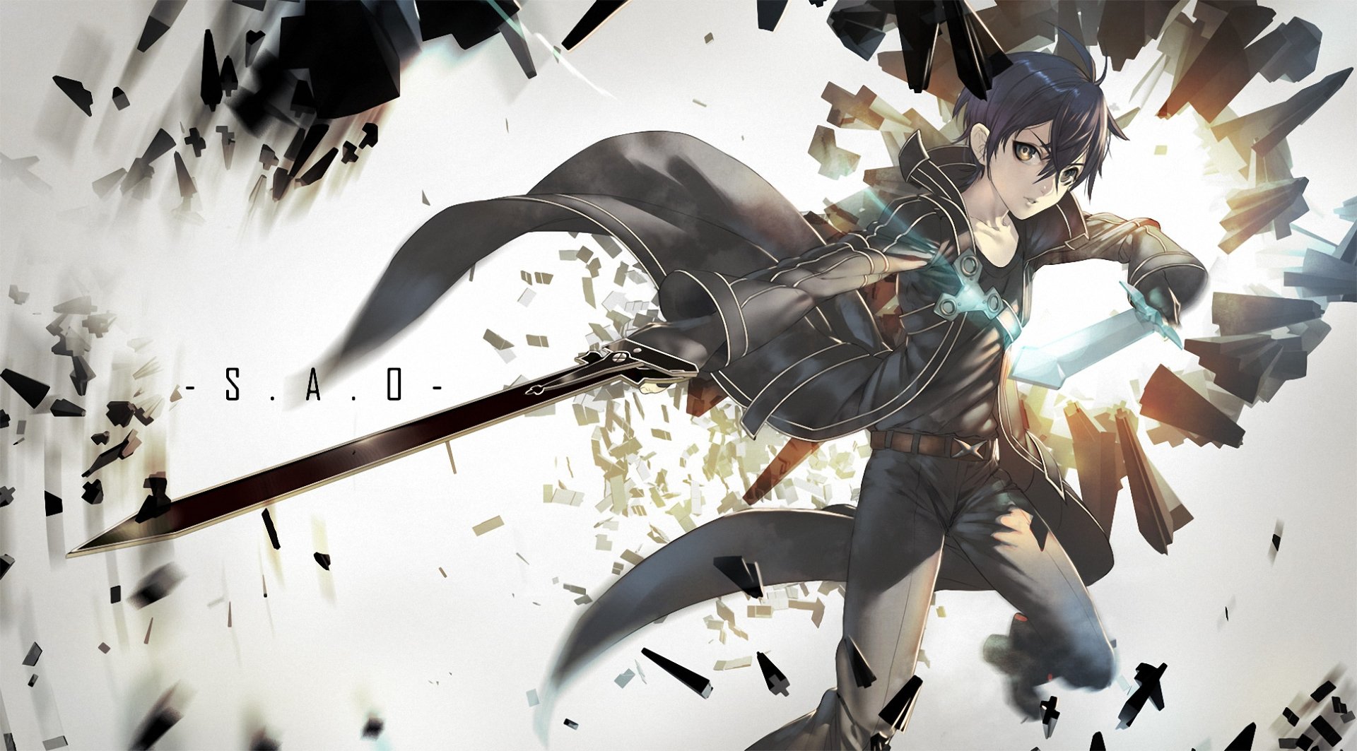 fond d'écran kirito,oeuvre de cg,anime,cheveux noirs,dessin animé,illustration