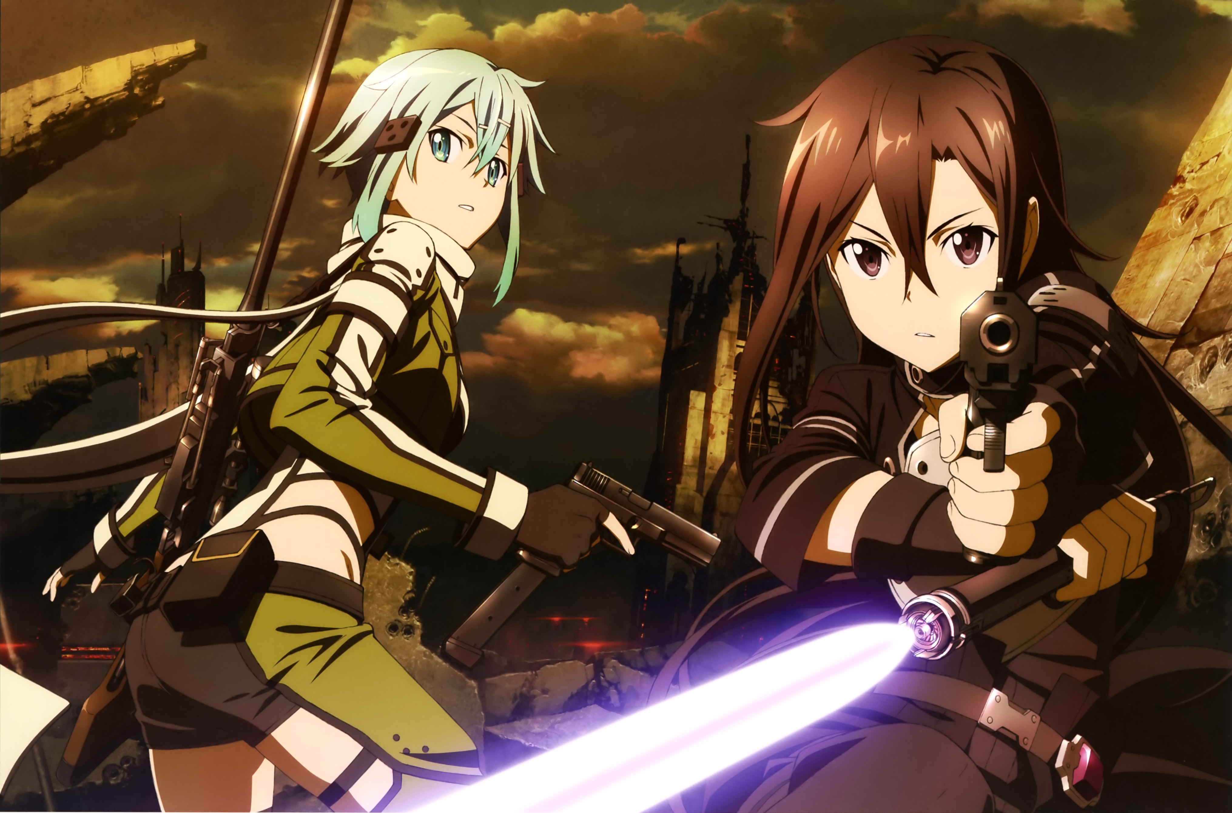 sinon wallpaper,anime,cartoon,cg artwork,black hair,adventure game