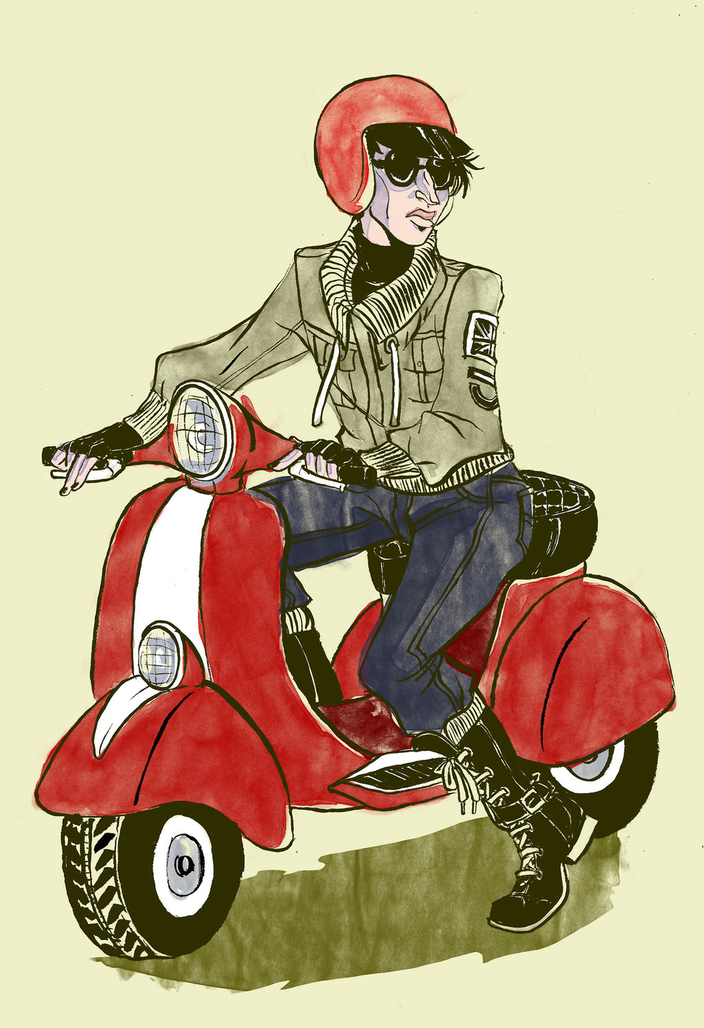 papier peint kartun keren,véhicule à moteur,véhicule,scooter,vespa,illustration