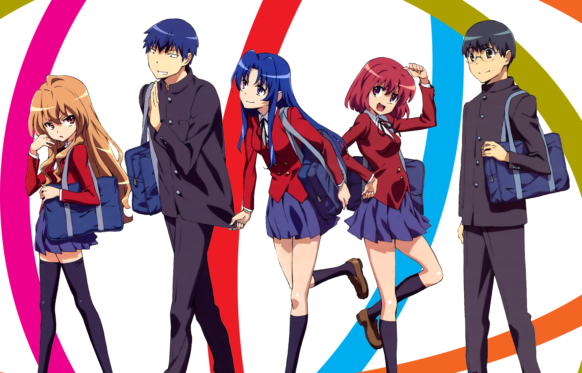 toradora wallpaper,cartoon,anime,uniform,school uniform,animated cartoon