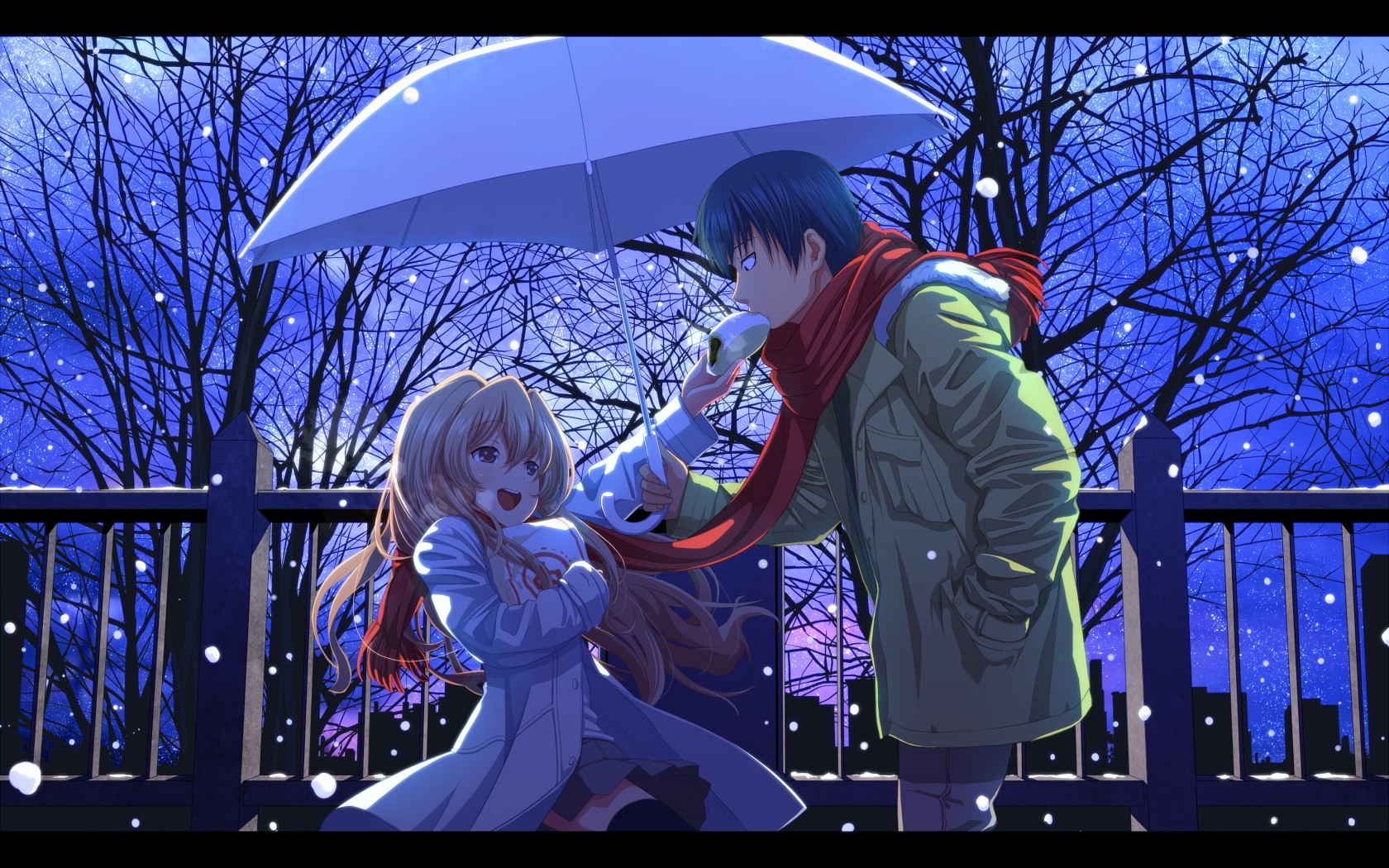 carta da parati toradora,ombrello,viola,viola,albero,interazione