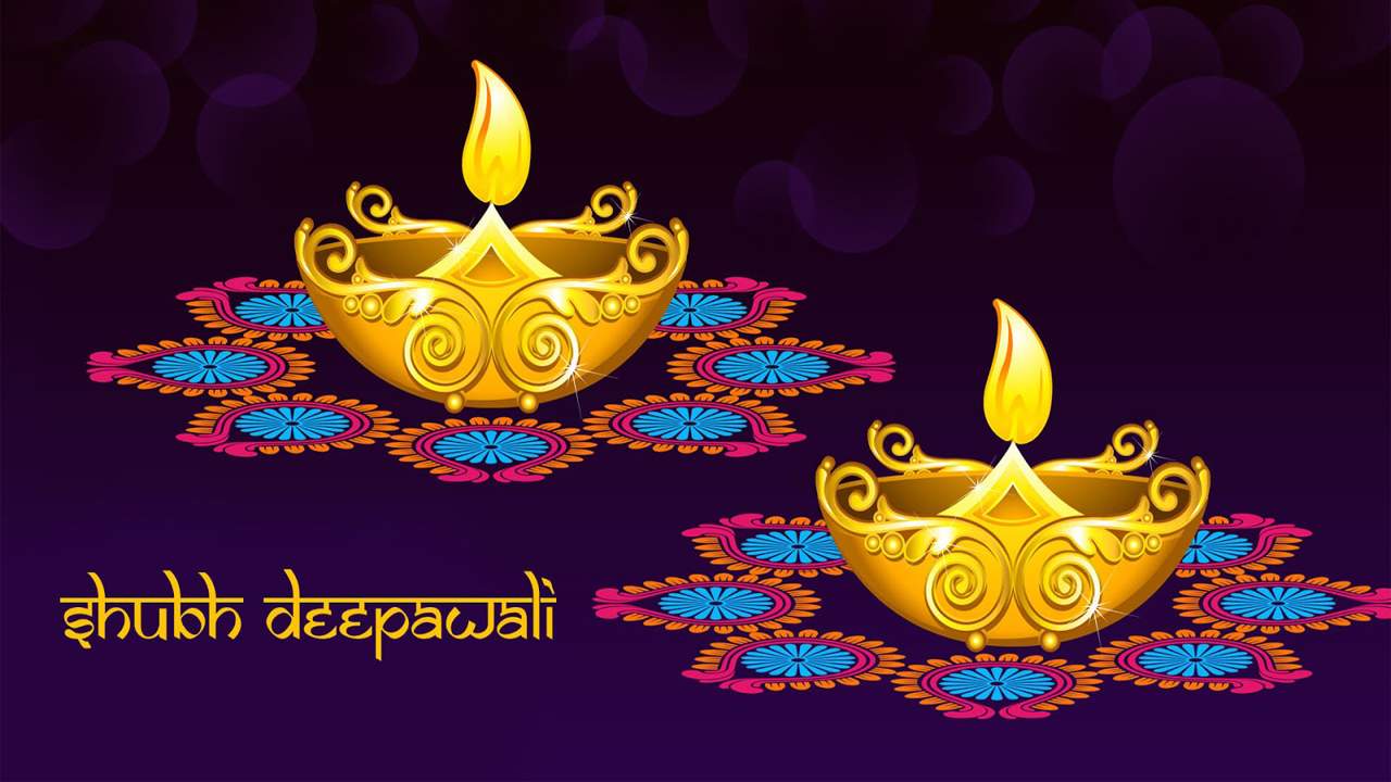 felice diwali wallpaper hd widescreen,diwali,viola,vacanza,corona,illustrazione