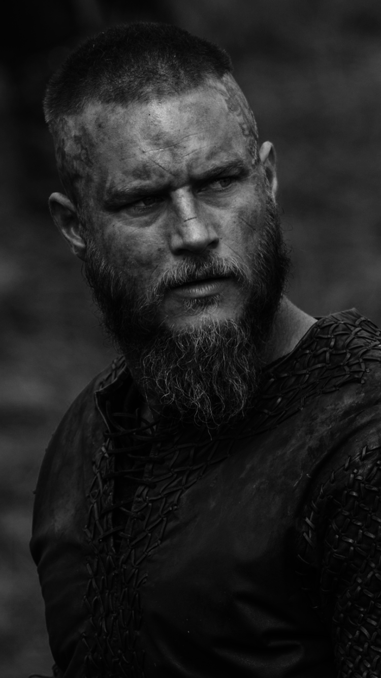 ragnar wallpaper,facial hair,beard,black and white,monochrome photography,human