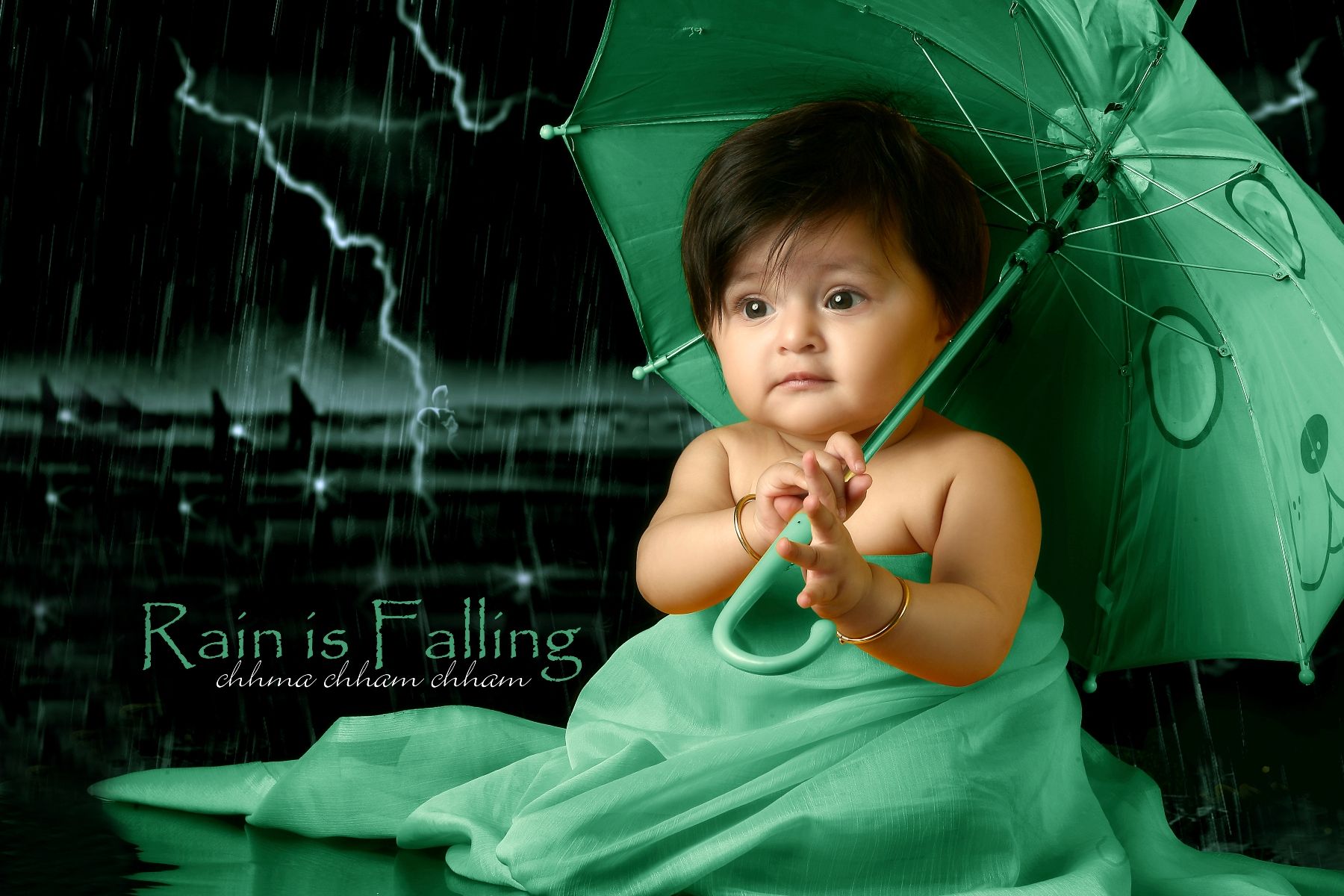 baby doll wallpaper free download,green,child,umbrella,skin,organism